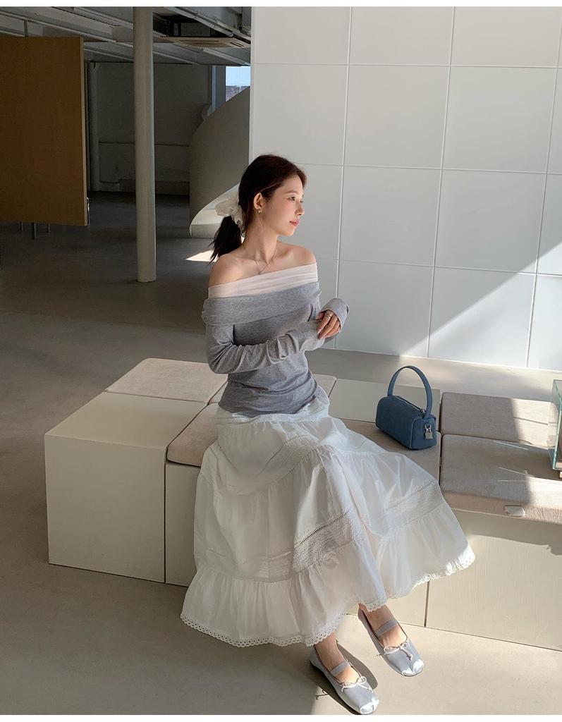 Women's High-Waisted White Cotton A-Line Skirt, Spring 2026 Korean Style, Casual Versatile Tiered Design