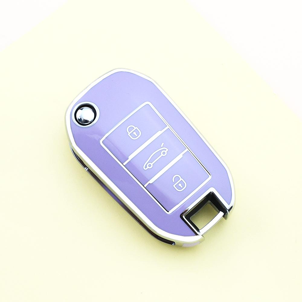 Silver Edge Keyless Shell Fob TPU Car Flip Key Case Cover For Citroen C3 C4 CACTUS C6 C8 for Peugeot 208 308 408 508 2008 3008 4008 5008