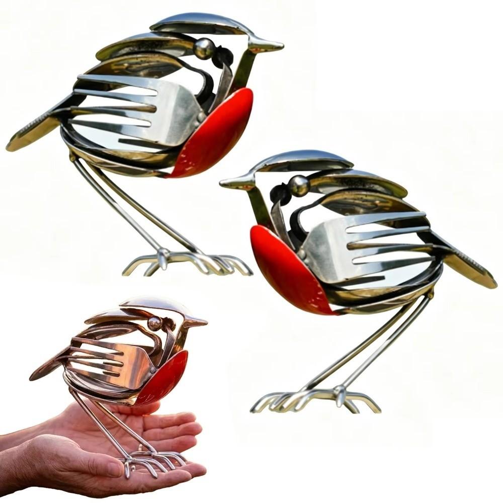 Eco-friendly Scrap Metal Bird Statue Handmade Recycled Bird Ornament Desk Decor