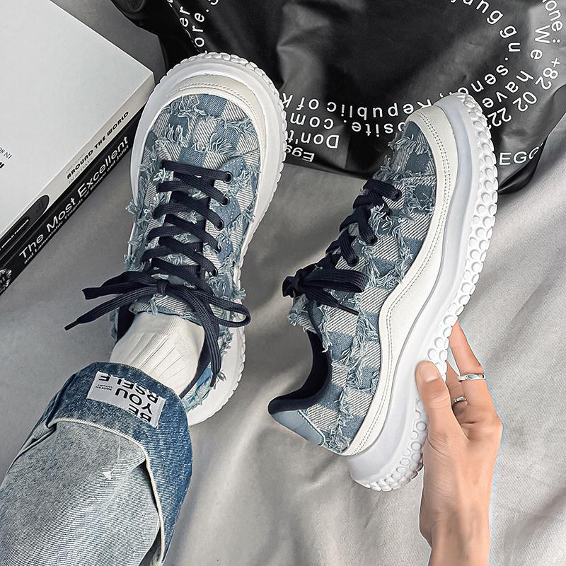 Summer New PU Bottom Big Head Shoes Trendy Canvas Breathable Casual Fashion Foreign Trade Large Size Trendy Shoes39-46