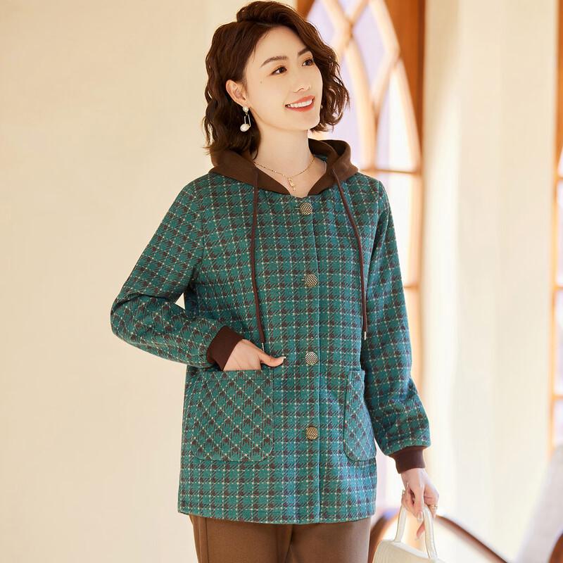 Pasite Women's Casual Plaid Hooded Long Sleeve Cardigan