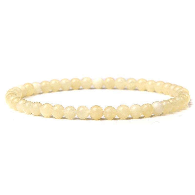 

4mm Natural Stone Crystal Agate Beads Bracelet for Men and Women European American Simple Versatile Elastic String Bracelet Ornament Topaz