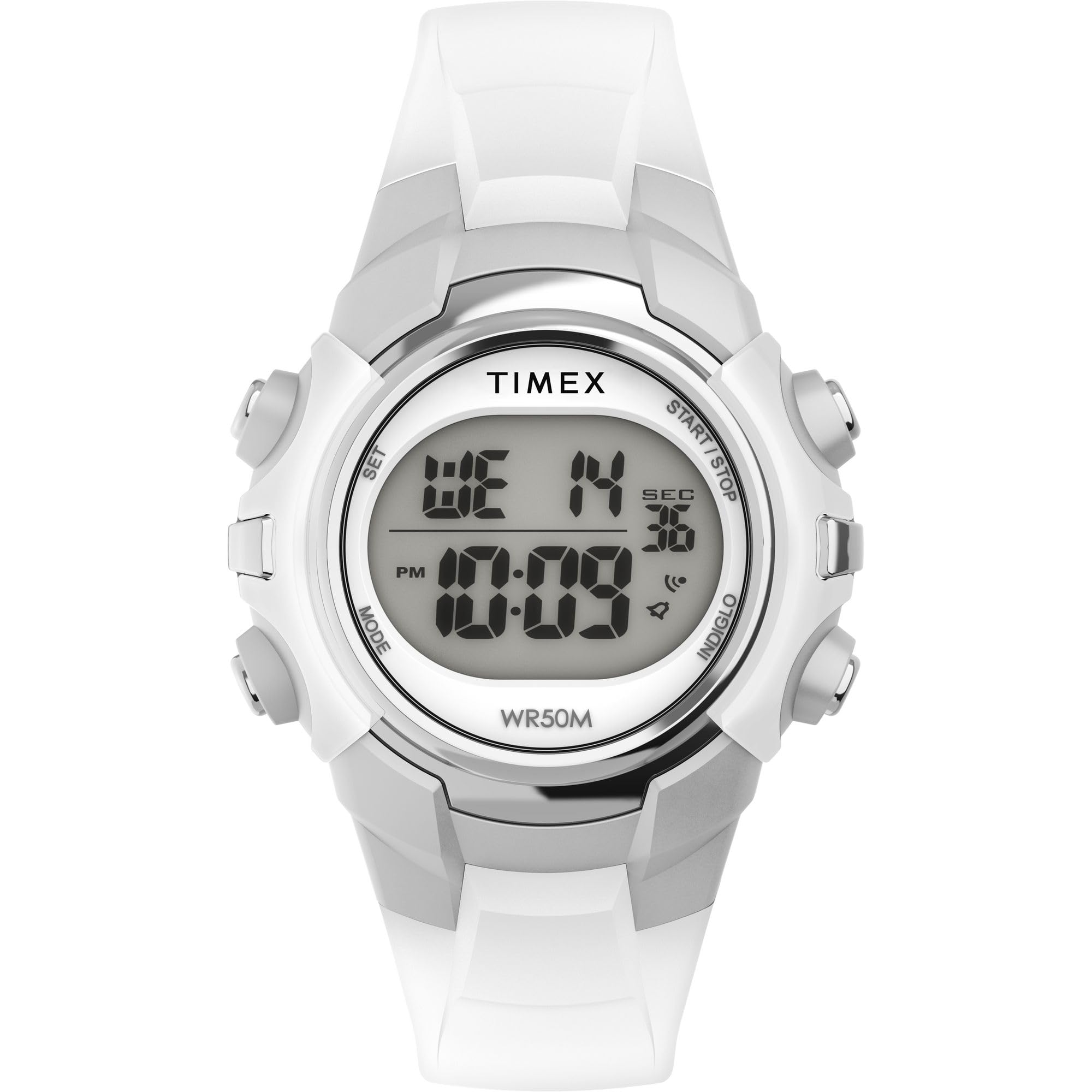 

Часы Timex Uni Digital 33 мм, белые/серебристые тона/цифровые. , современное