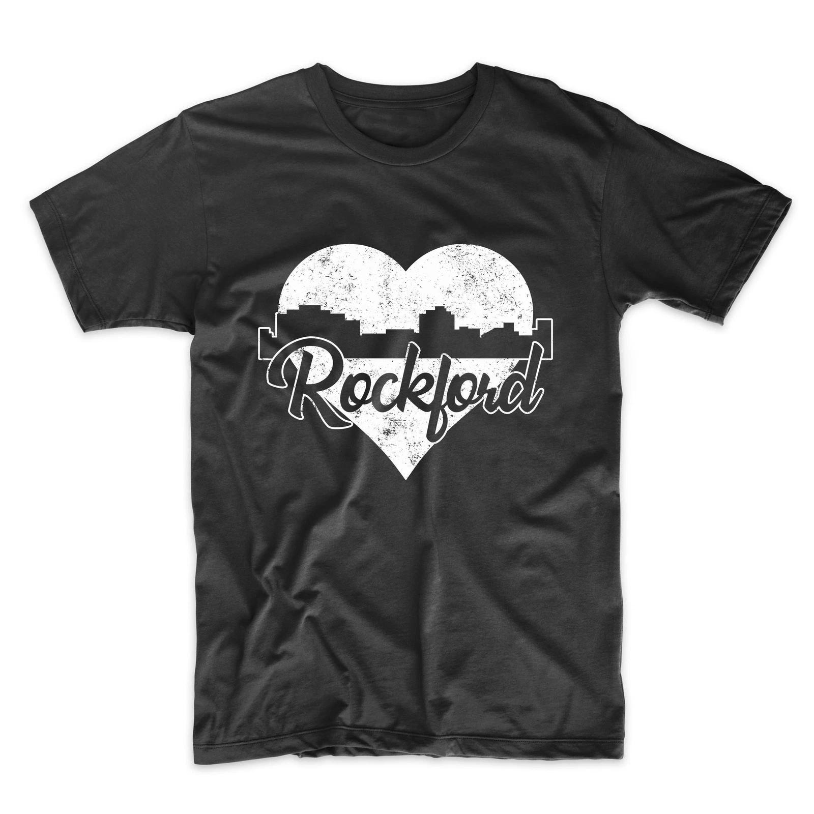 Men s Rockford Shirt - Retro Rockford Illinois Skyline Heart Distressed T-Shirt 3XL