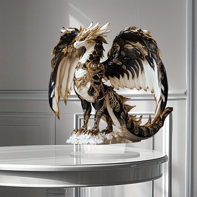 Acrylic Dragon Figurines Sculptures Lovely Animal Statues Decorative Ornaments for Living Room,Bedroom Home Decorations