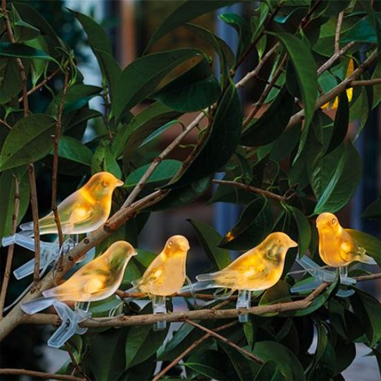 Solar Bird String Lights, Outdoor Waterproof Garden Light, Warm Glow LED Light for Patio Balcony Lawn Decor