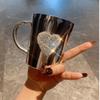 Creative Sparkling Water Cup Stainless Steel Faux Crystal Bling Coffee Mug Heart Shaped Rhinestone Decoration