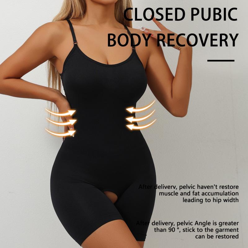 

European & American Plus Size Strappy Bodysuit: Gathered Briefs, Hollow Crotch, Tummy Control, Butt Lifting Shapewear. L чёрный