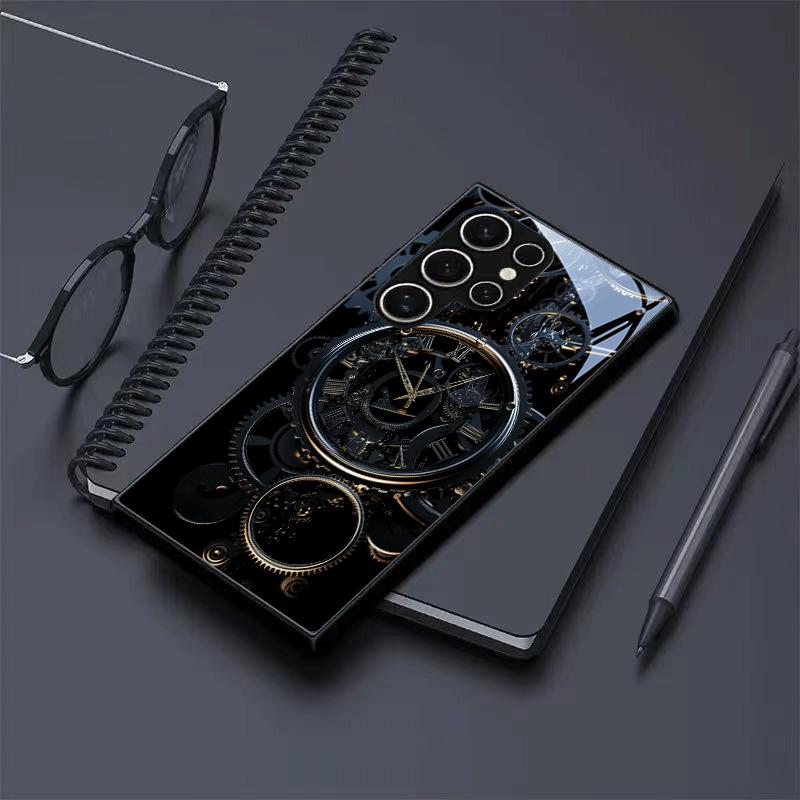 Mechanical Style Glass Phone Case Suitable for Samsung Galaxy S26 S25 S24 S23 S22 S20 FE/Ultra/Plus Anti Drop Back Cover