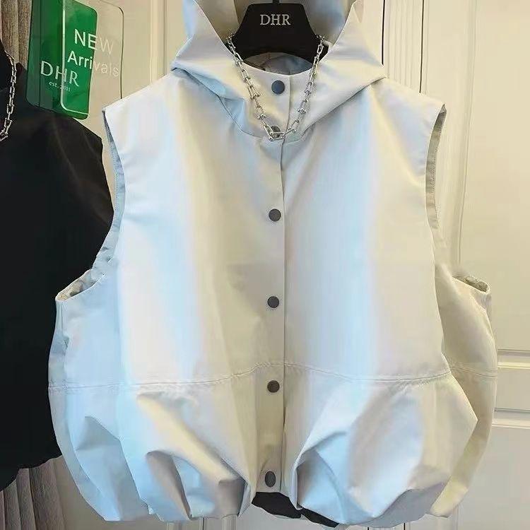 

Весна Осень Мужской и женский жилет Пальто с капюшоном Пальто однобортное Свободное Повседневное Продано Простой Дышащий Уютный Жилет S бежевый