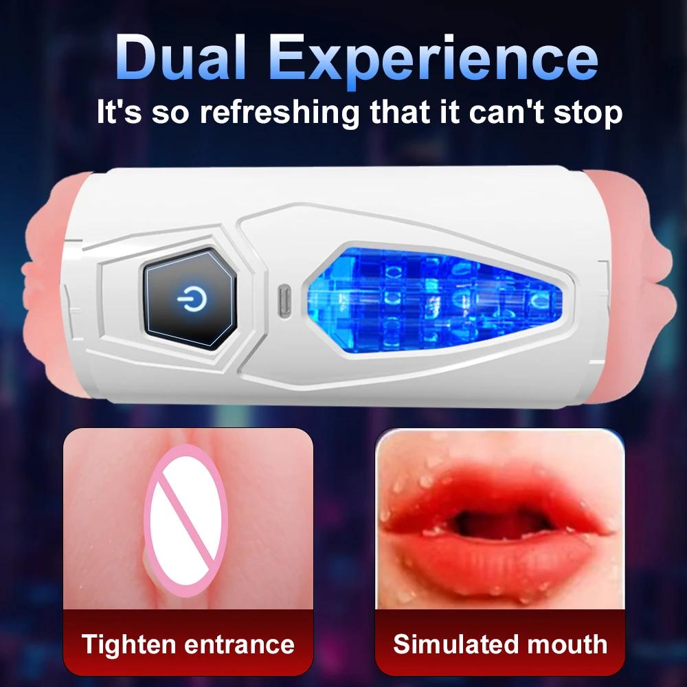 2 IN 1 Automatic Double Headed Masturbators Cup Male Vaginas Vacuum Pocket Pussy Training Extension Sex Machine For Adult Men