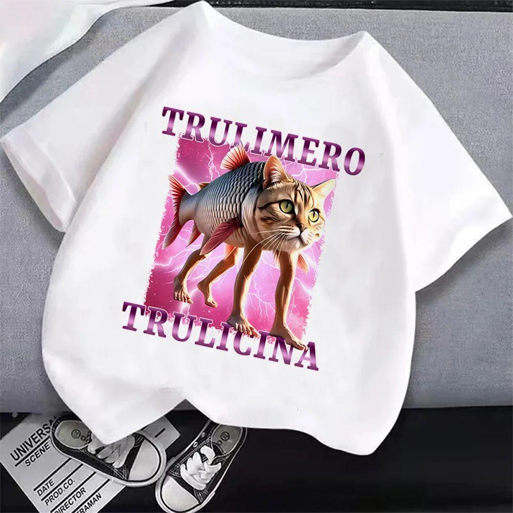 Summer Tops Italian Brainrot T-Shirt Cartoon Anime Print Clothes Round Neck Basic Tops Fashin Casual Loose T Shirts Gift Unisex