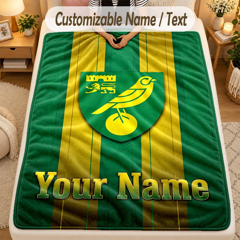 Flannel BlanketNorwich City Custom Name Text Personalized Soft Warm Throw Blanket Home Decor Gift