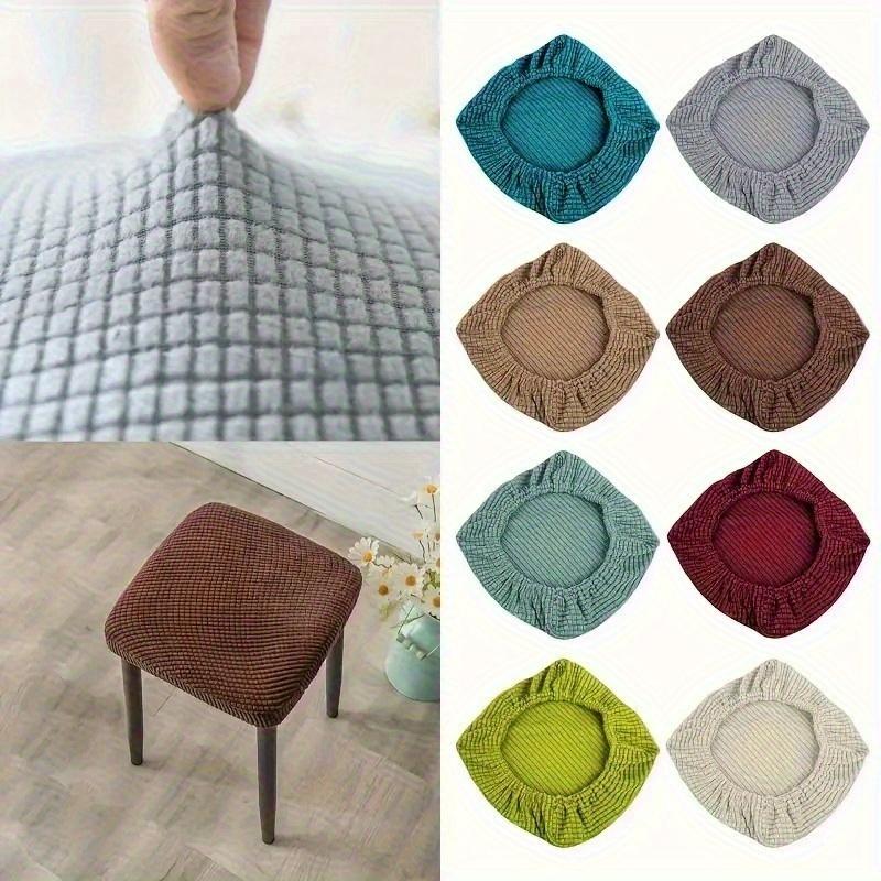 1pc Classic Stretch Square Vanity Stool Cover Non-Slip Dining Chair Seat Protector Blend Machine Washable For Wedding Party Bar Hotel