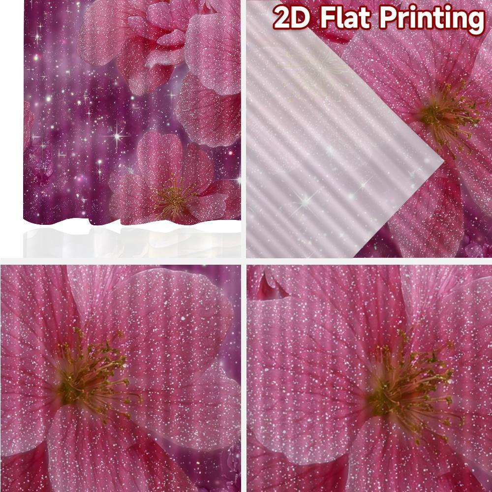 2D FLAT PRINTING 2pcs Curtains (Without Rod) Floral Pink Elegance Popular Curtain Fabric Durable 100% Polyester Fabric Curtains