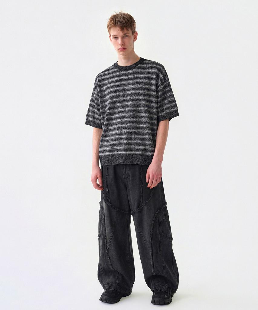 CUTZ Cool Touch Striped Short Sleeve Knit
