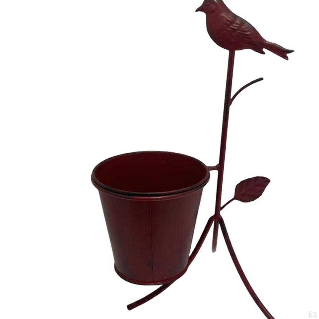 Metal Planter Stand Plant Bucket Ornament,Rustic,Sturdy,Creative Flower Pot Holder Decorative for
