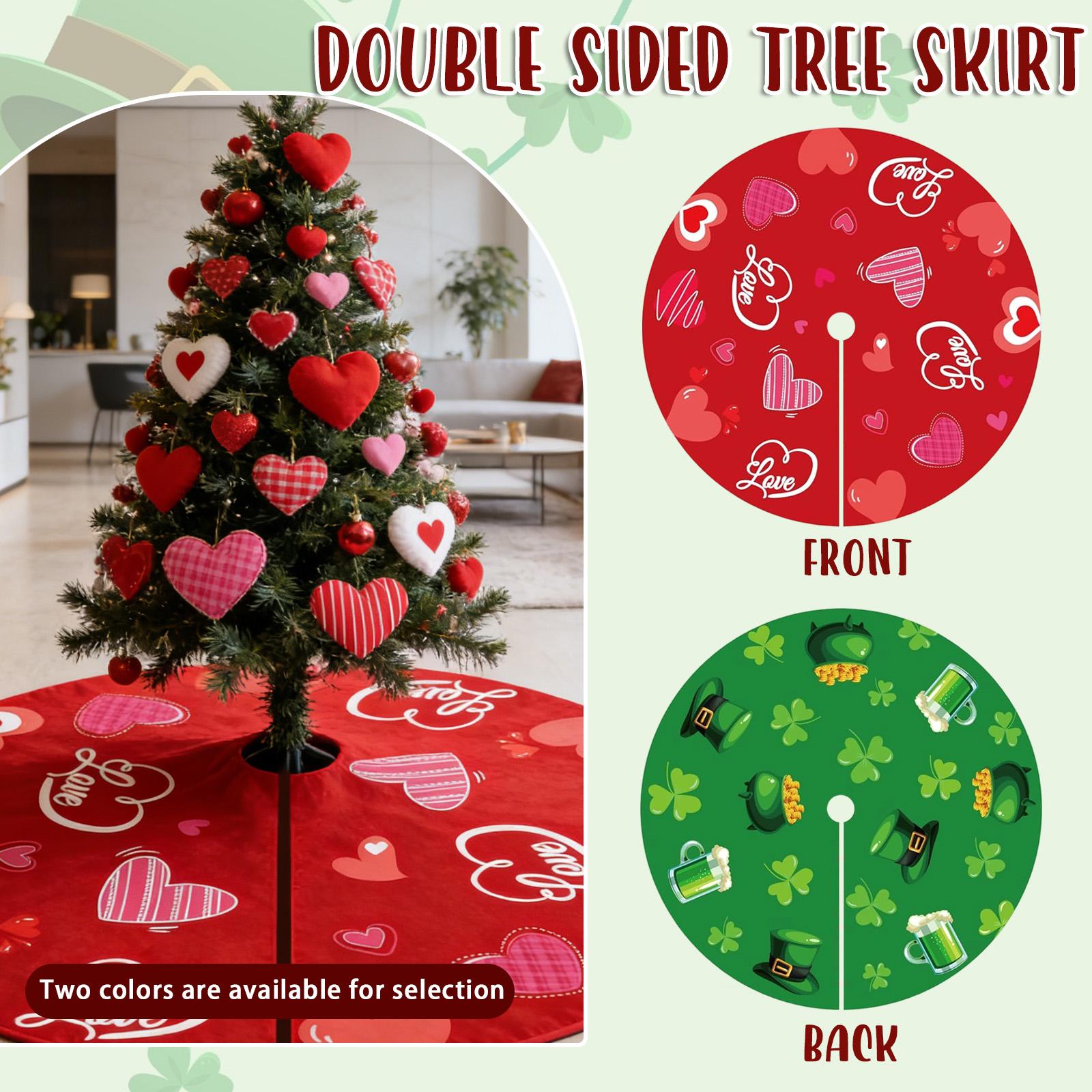 

Double-Sided 36in/91.44cm Tree Skirt - -Themed Decor (Phrase & Patterns), Tie Closure, Ideal For Christmas/Seasonal Home Decor, Festive Tree Base Cov One Size