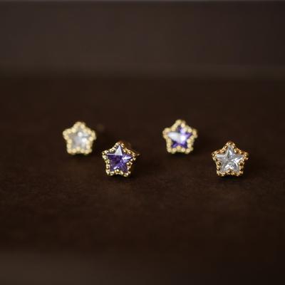 S925 Sterling Silver Pentagram Stud Earrings Women's Simple Ins Earrings Small Delicate Bead-Set Diamond Special-Interest Earrings