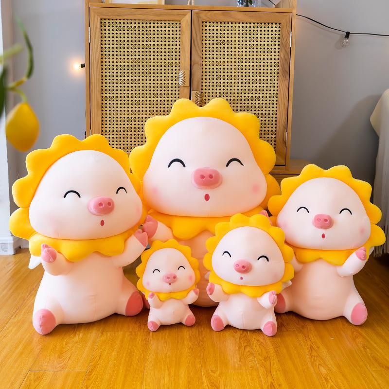 New pig doll plush toy throw pillow sunflower pig cloth doll big doll stall grab machine doll