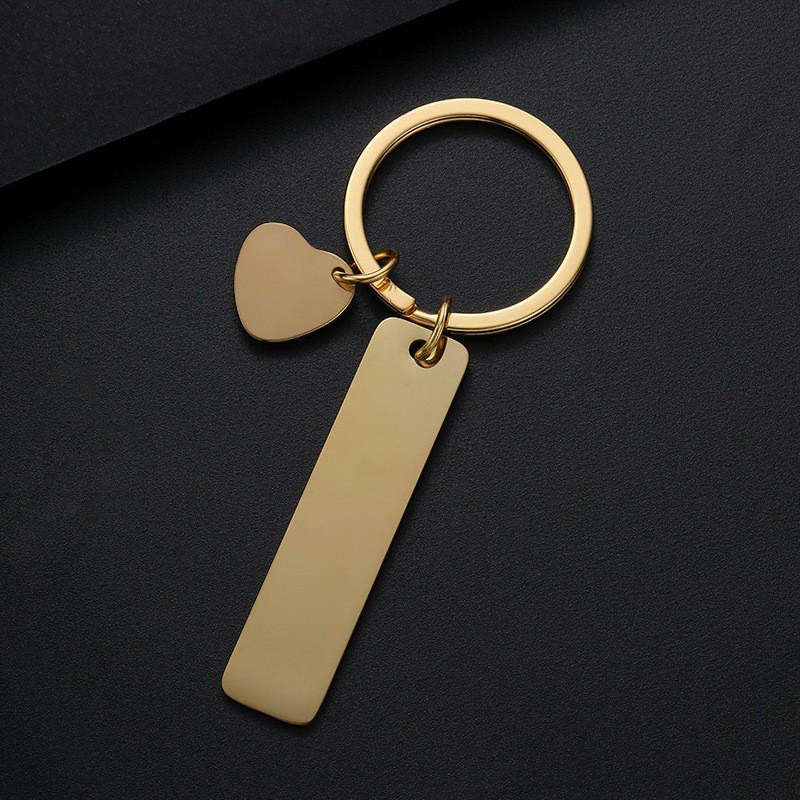 Cross-Shaped Slanted Heart Laser-Printed Metal Keychain