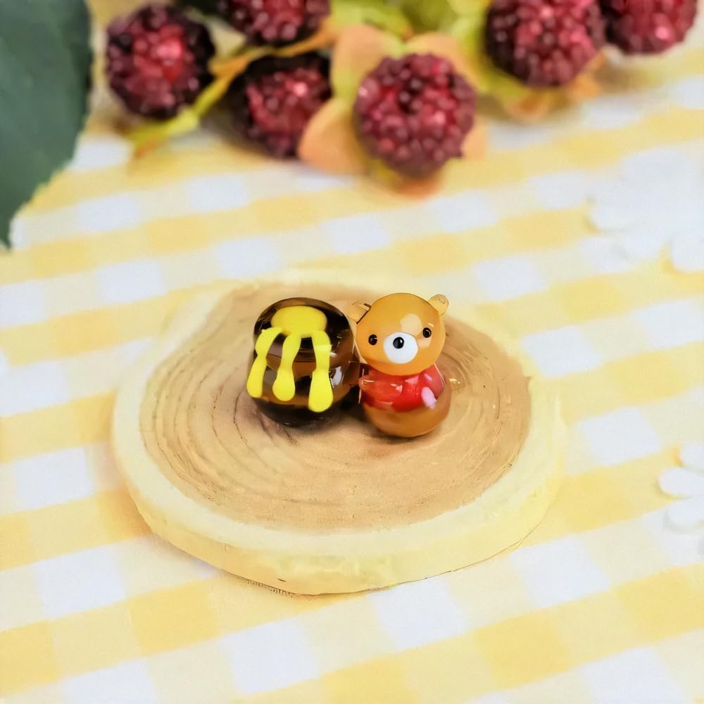Four Cart Cute Handmade Glass Honey Bear