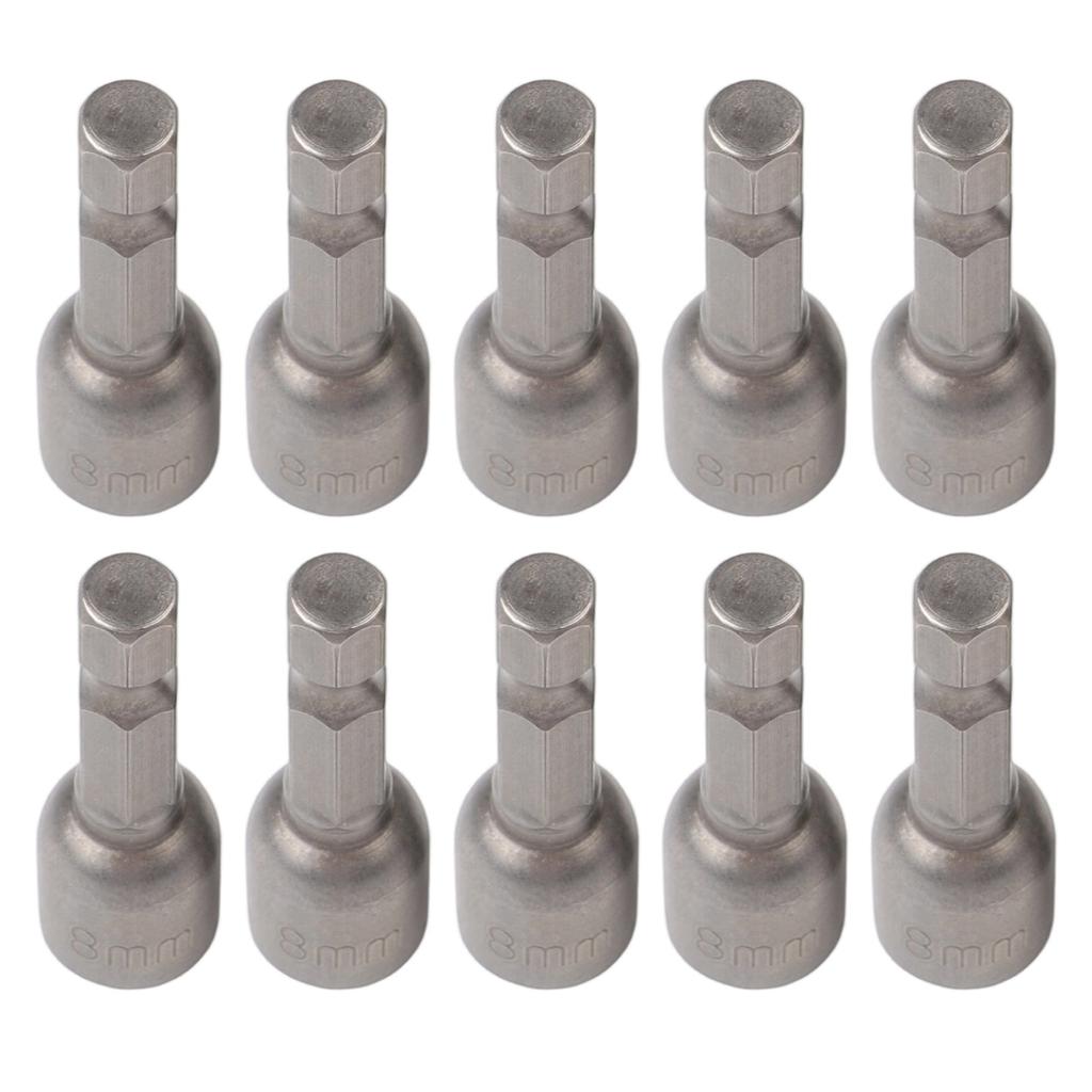 10PC Magnetic Nut Driver Set Highly Efficient for Nuts Tightening with 8mm Socket 42mm Length and Chrome Vanadium Steel