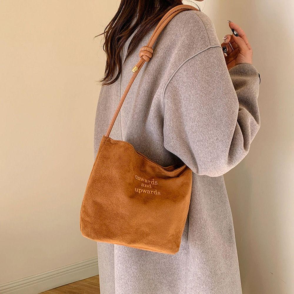 Succinct Suede Handbag Adjustable Straps Multicolor Crossbody Bag Rope Buckle Design Shoulder Bags for Work