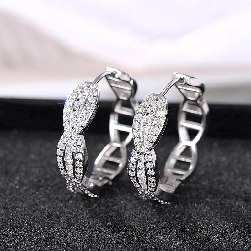 2026 New European and American Luxury Zircon Earrings Fashion Fried Dough Twists Hollow Cool Chain Women s Zircon