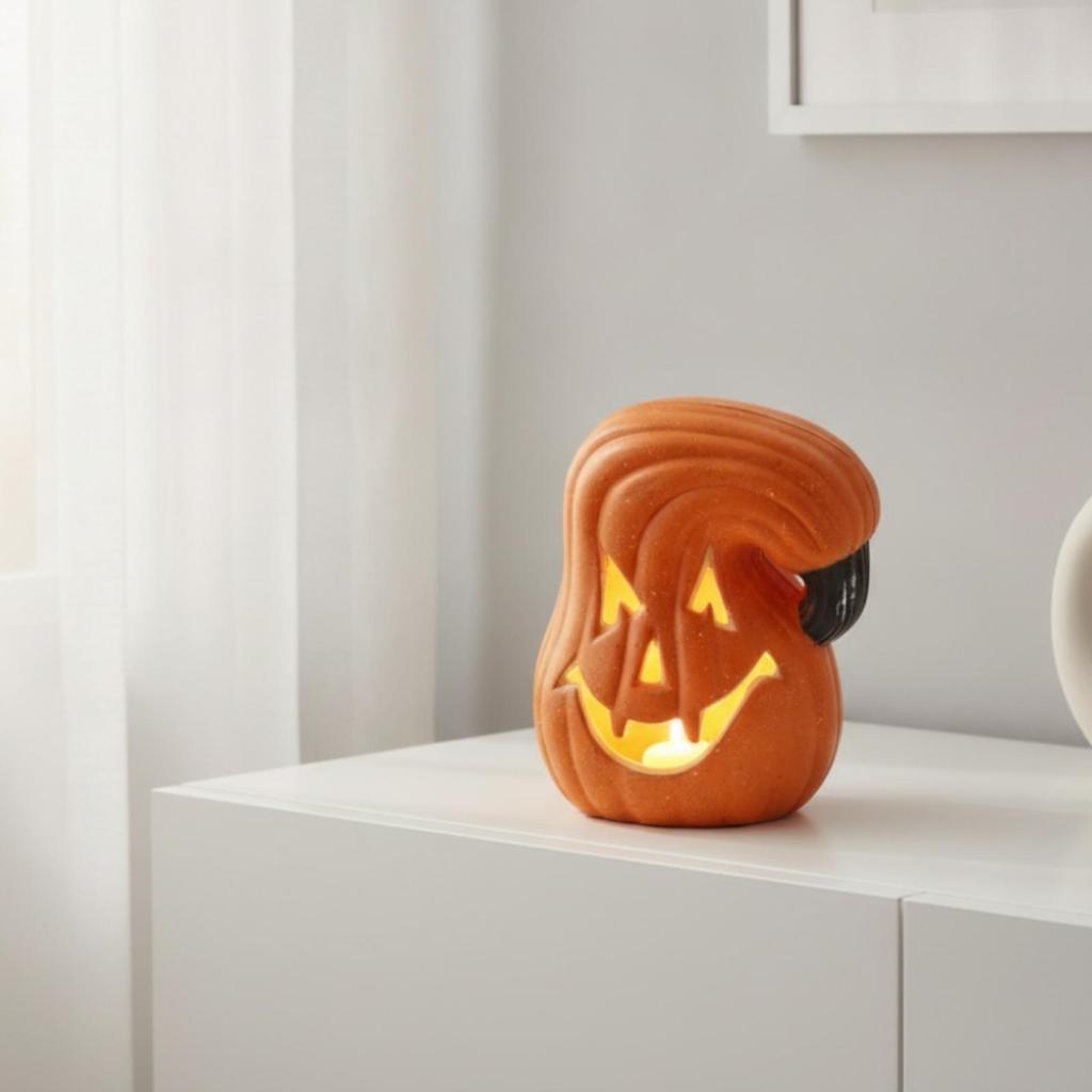 Spooky Pumpkin Ornament with Cutout Face | Speckled Orange Finish, JackO'Lantern Ornaments, for