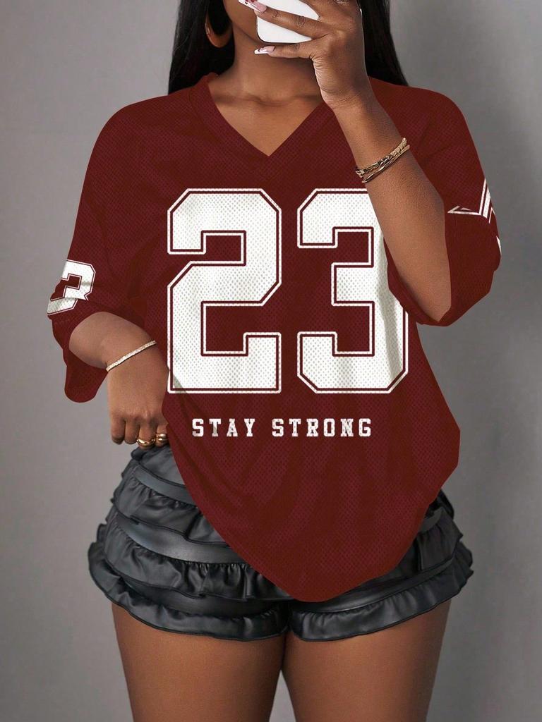 New Casual Simple Letter NO.23 Women's Pattern T-shirt Summer Sports Shirt Suitable For Basketball Games Y2k Women's Clothing