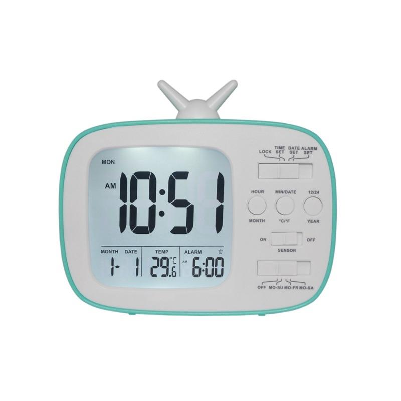 Retro TV Children's Alarm Clock LCD Electronic Clock Student Bedside Alarm Clock Photosensitive Smart Clock
