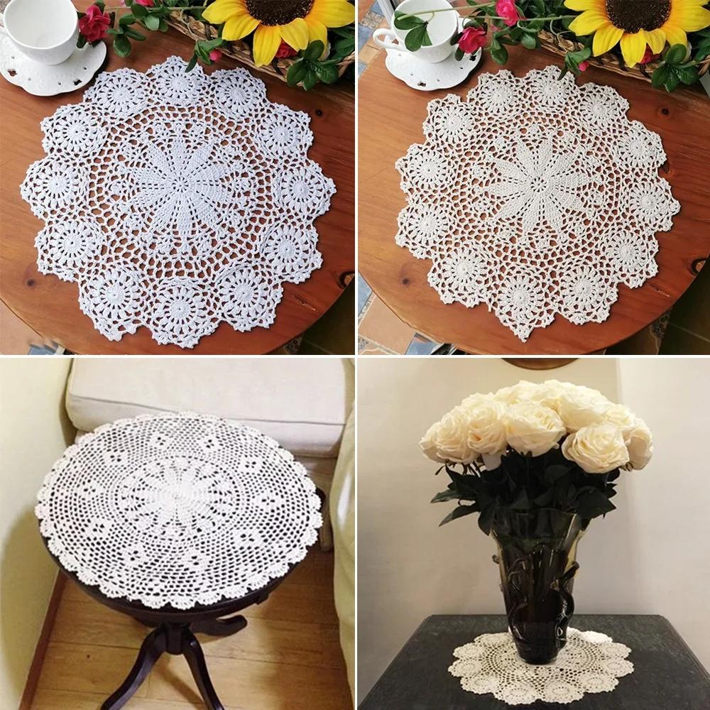 Tables Placemat Cotton Crochet Crochet Flower Handmade Home Home Decor Living Room Round 1PC Bedroom Brand New Fashion