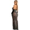 Rhinestone Mesh See-Through Camisole Bustier Long Dress
