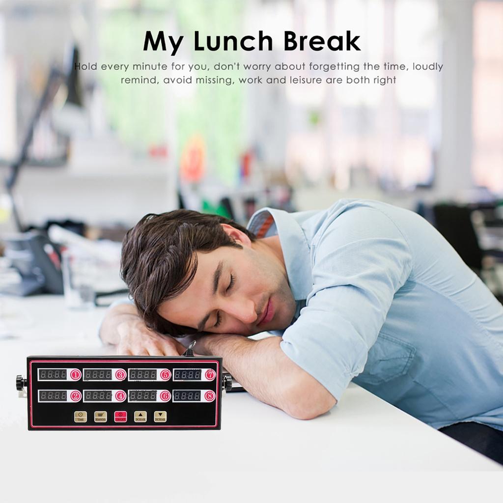 220V Shaking Reminder Commercial Restaurant 8 Independent Channel Kitchen Timer Digital Timer Cooking Timing LCD Display Clock