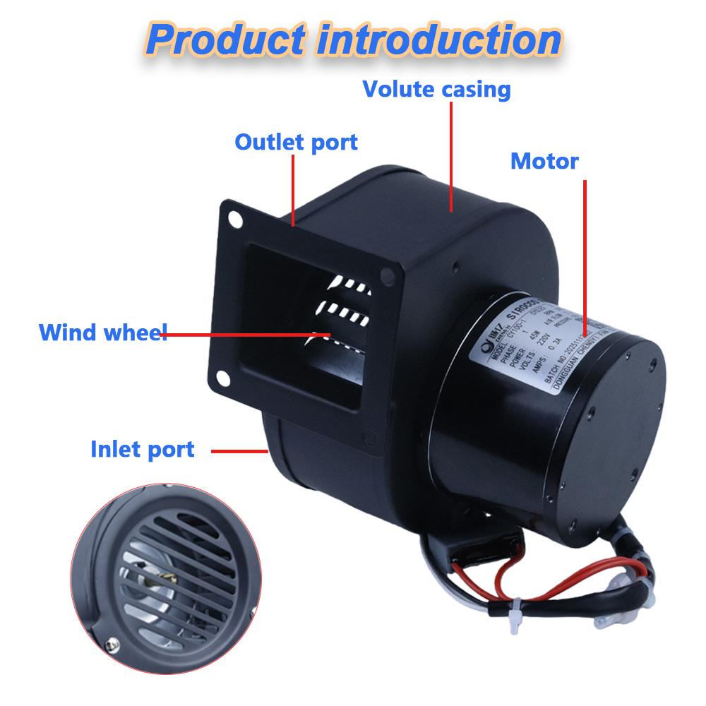 220V Silent Centrifugal Blower Fan 13W/40W/45W Mini Iron Shell Air Blower for Pellet Stove Grill Heater