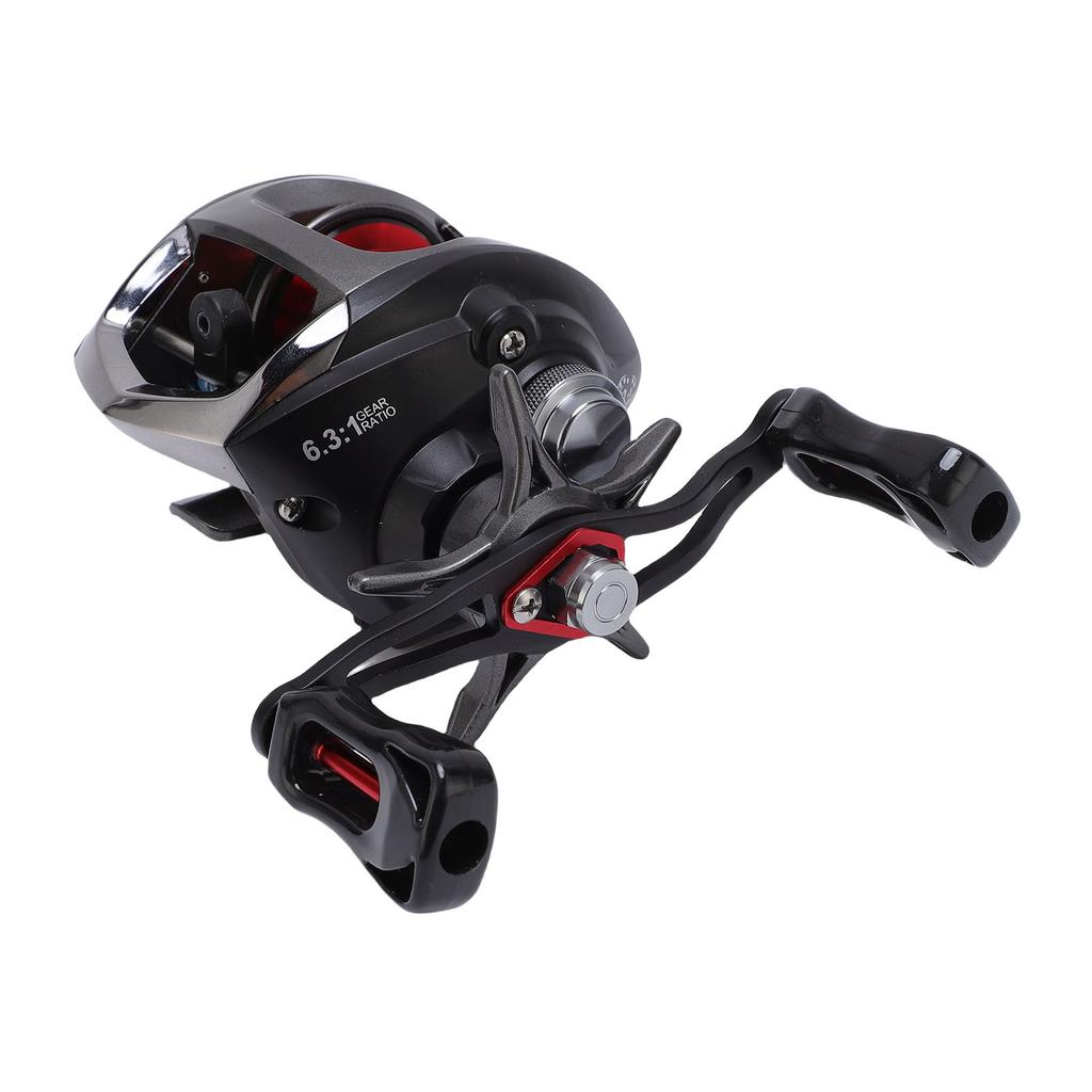 Baitcasting Reel Nylon 17.6lbs Drag Magnetic Dual Brake 6.3:1 Gear Ratio Smooth Baitcaster Fishing Reel for Saltwater