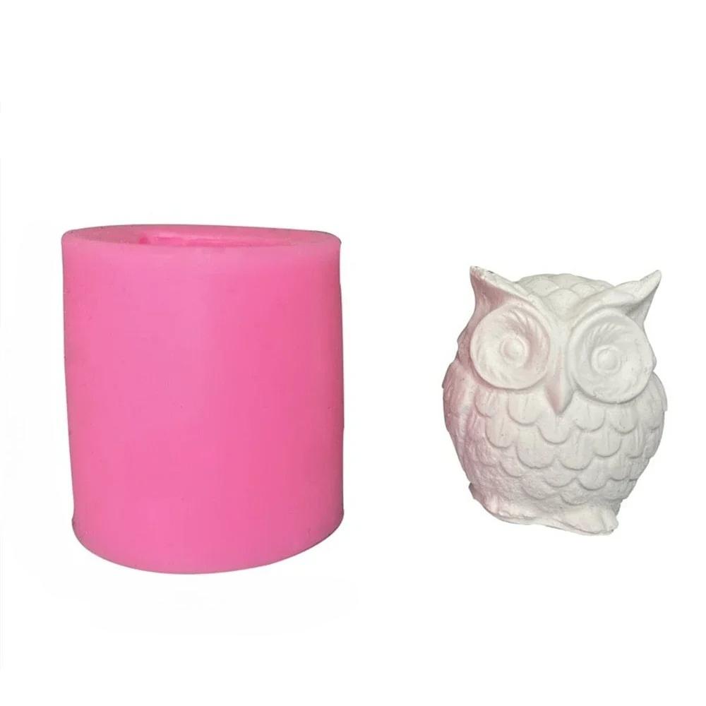 1PC Owl Silicone Candle Mold DIY Aromatic Candle Wax Plaster Gypsum Crafts Handmade Soap Making Tool 3D Owl Resin Epoxy Mould розовый