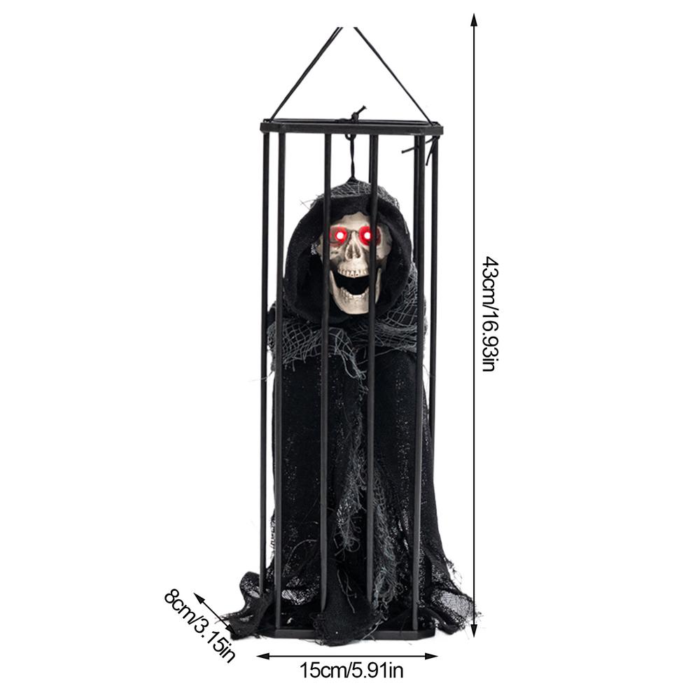 Halloween prisoner ghost ornaments horror prisoner ghost pendant induction cage ornaments prank props holiday decoration