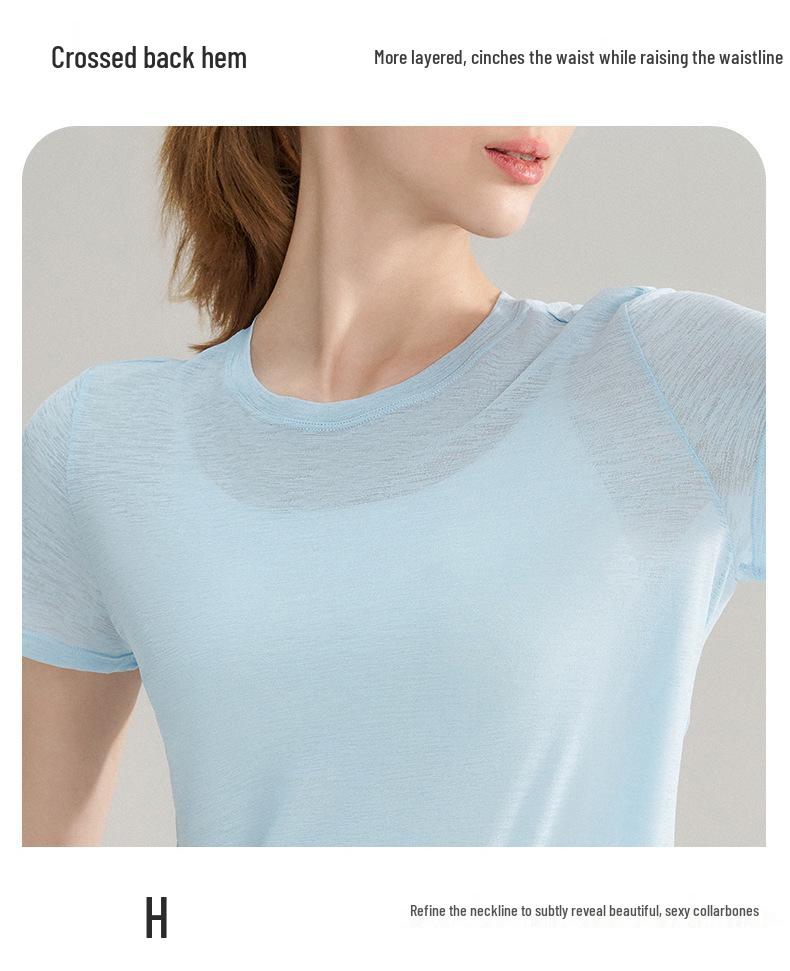 Women's Bamboo Yarn Hollowed Back Quick-Dry Yoga T-Shirt