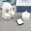 Halloween Ghost Decor Cute LED Resin Ghost Figurine with Pumpkin Basket Glow in Dark for Home Office Party Halloween Decoration