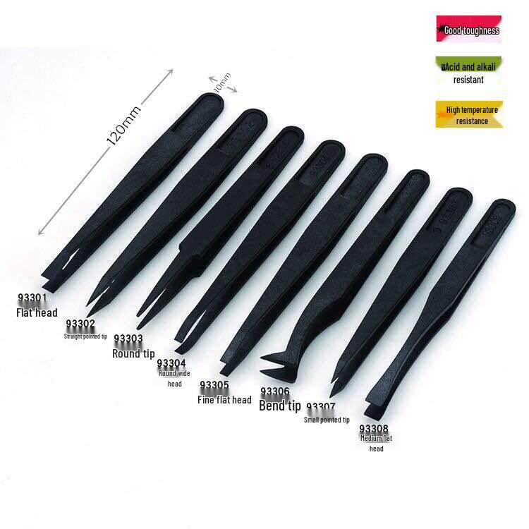 Anti-static Carbon Fiber Plastic Tweezers: Round & Wide Tip Clamps, Eco-friendly Insulation for Disassembly and Repair