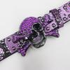 Y2K Rhinestone Skull & Snake Punk Belt - Unisex Leather with Rivet Decoration