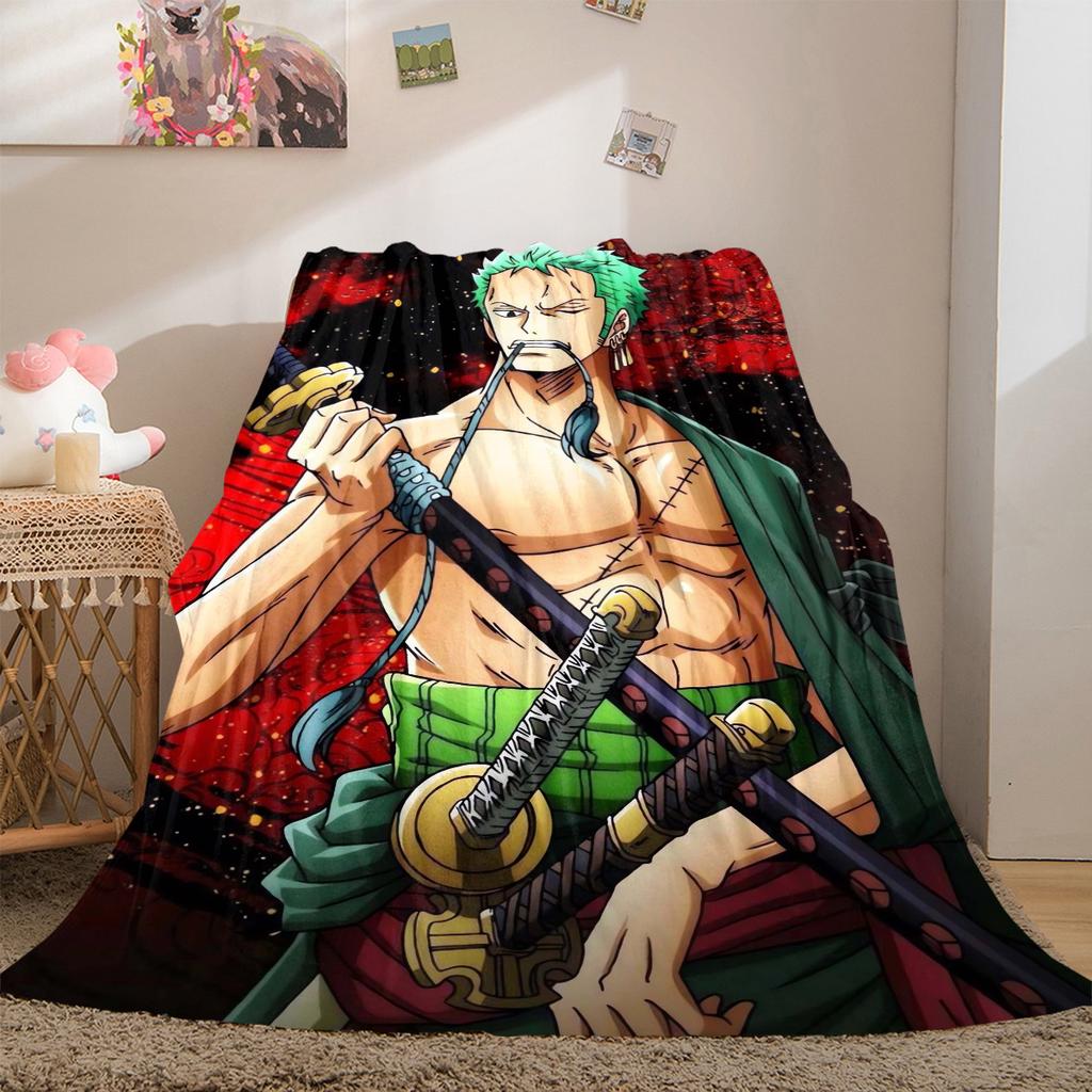 Zoro One Piece Print Blanket Warm Comfortable Flannel Cover For Bedrooms, Sofas, Beds, Chairs LXR166