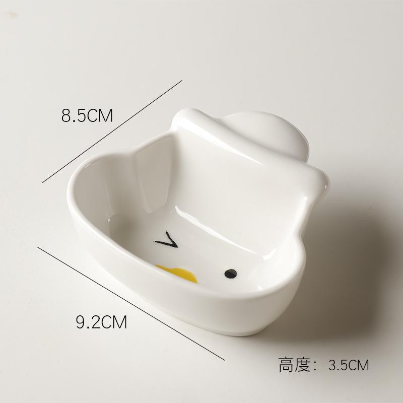 Embossed Ceramic Flavored Plate Creative Cartoon Sauce Plate Snack Plate Mini Cute Household Vinegar Dish Hot Pot Dipping Sauce Plate