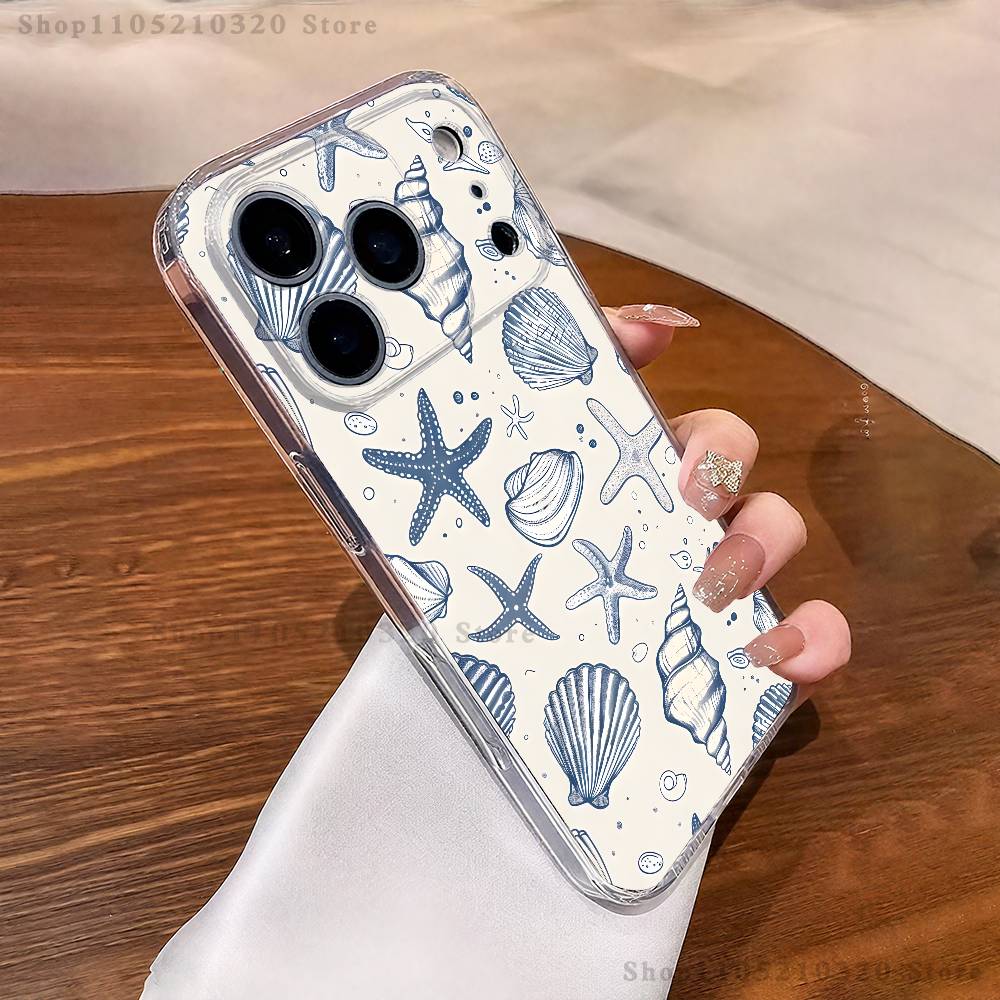 starfish shells Phone Case For iPhone 17,16,11,15,13,14,12,Air,Mini,Plus,Pro,Max,Plus,E Clear Soft Shell