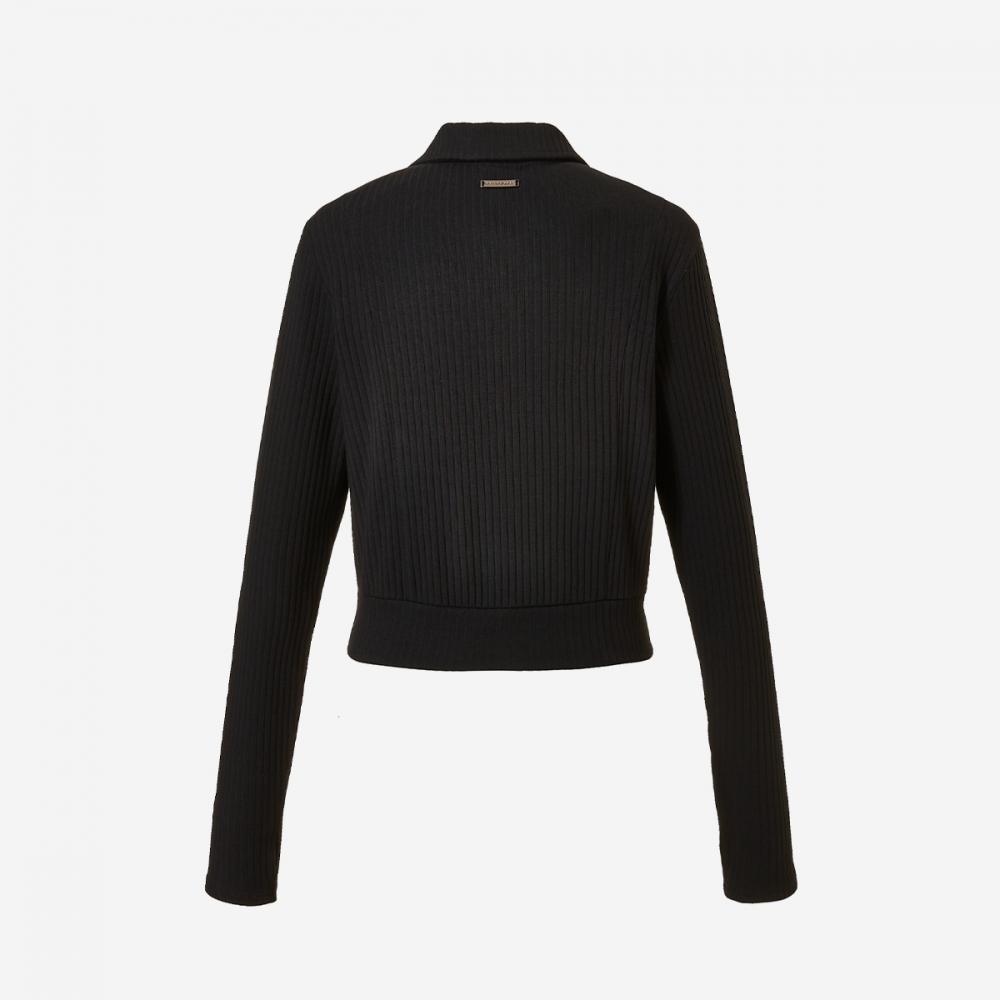 New Balance Women S Soft Ribbed Collar Two Way Zip Up Slim Fit Nbmdebw812 19 Black