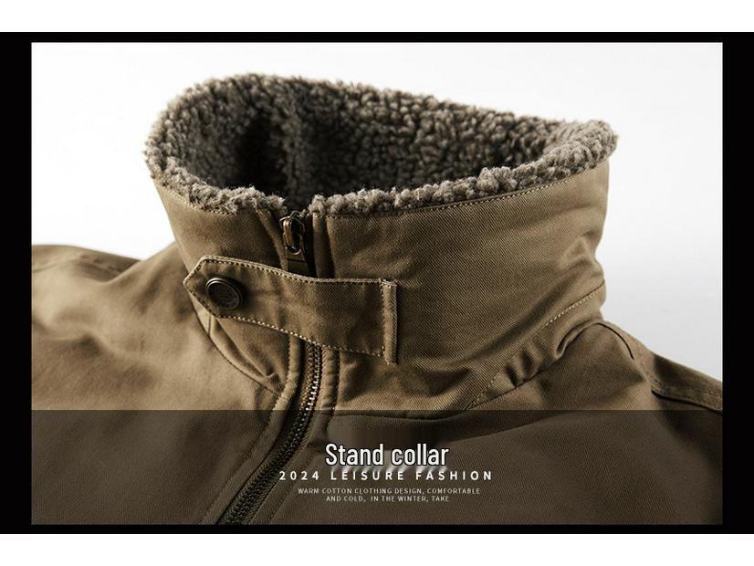 Men's Cross-Border Lambswool-Lined Cotton Jacket - Autumn/Winter Casual Flight Suit with Velvet Lapel
