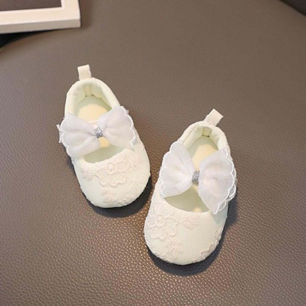 White Color Princess Shoes Non-Slip Sole Rubber Sole Shoes New Toddler Shoes  for 0-15 Month