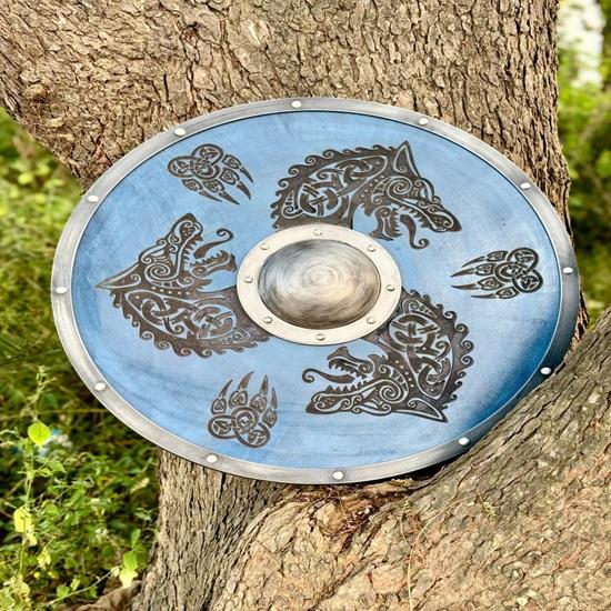 Bouclier Viking en Bois de 45,72 cm, Prêt au Combat, Bouclier Viking Valhalla Cadeau pour Hommes, Bouclier Viking Cosplay, Cadeau Costume d'Halloween Bouclier Nordique